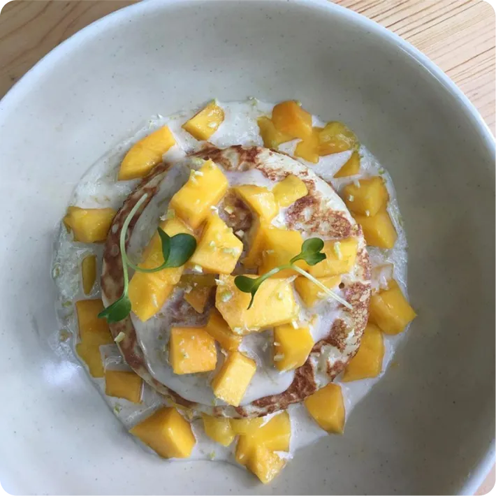 Mango Coconut Pancakes