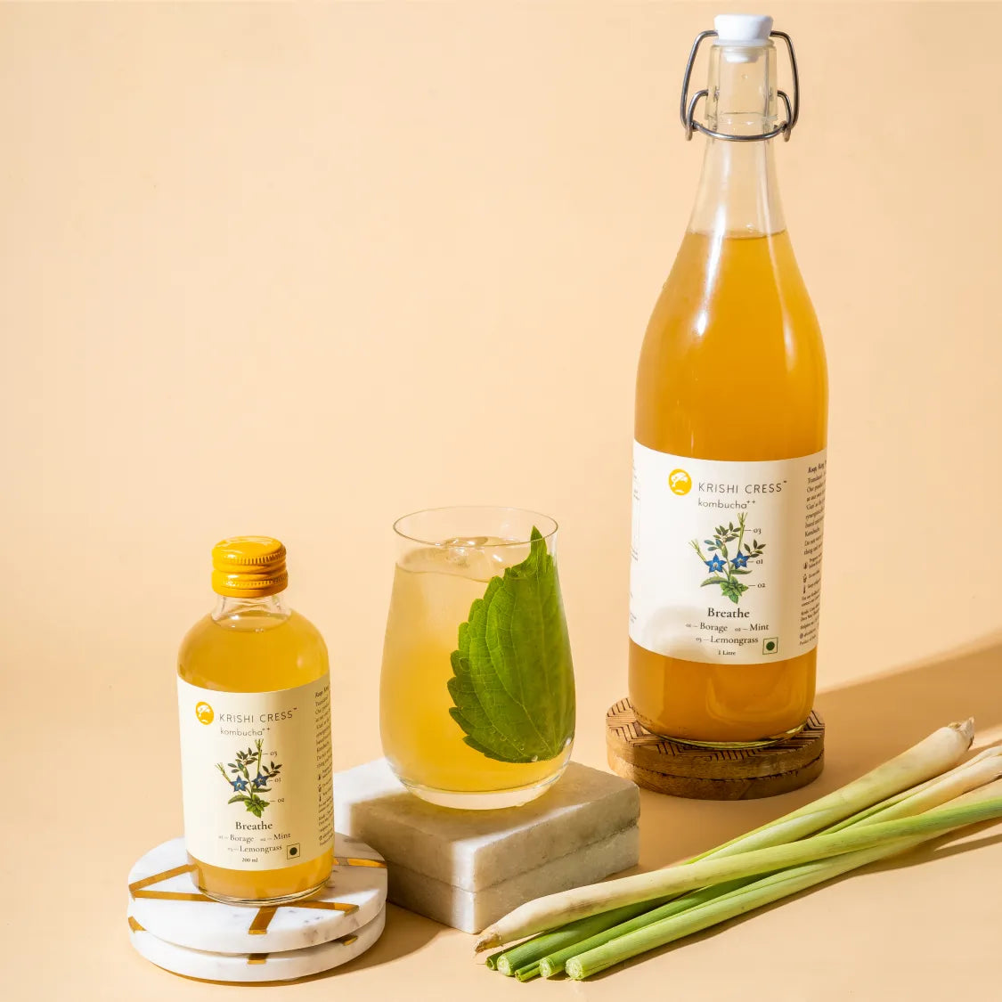 Breathe Kombucha - Borage, Japanese Mint and Lemongrass - 1 litre